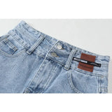 Streetwear Jeans Short Women Summer New Loose Button High Waist Casual Vintage Korean Wide Leg Female Denim