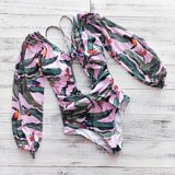 One Piece Swimsuit Female 2023 Long Sleeve Swimwear Women Plus Size Bathing Suit Print Bandage Summer Bathers