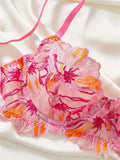Pink Foliage Mesh Lingerie Set- Outfit