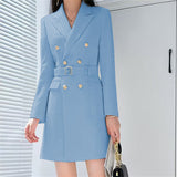 Korean Version Of The Suit Jacket Women's Long Spring And Autumn Wind Coat Women's New Double Row Buckle Long Suit Suit