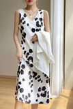 High-End Mulberry Silk Fashion All-Match Comfortable, Simple And Elegant Office Holiday Dyed Flower Suspender Skirt