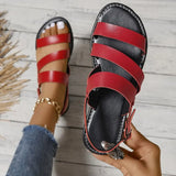 Large-Size Buckle Flat Bottom Dew Sandals Women Buckle Beach Cool Slippers