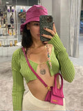 Sexy Sweater Knitting Cardigan Chain Long Sleeve Hollow Out SKinny Y2K Fall Designer Woman Clothing Tops 2022