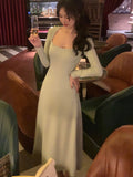New Women Midi Dress Winter French Style Elegant Party Long Sleeve Female