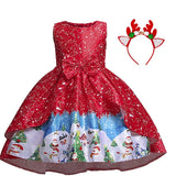 Christmas Dress Xmas Party Dresses 4-10 Y Vestido Natal Red Clothing New Years Dresses girls Free Band Halloween