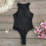 Solid Color Zipper Sleeveless Surfsuit Integrated Swimsuit Women 2025