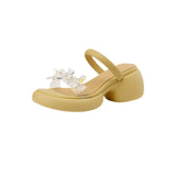 Zi Yan- -Foreign Style High With Thick With Thick Bottom Cool Slippers Female Platform Bottom Water Diamond Flower Fairy Shoes Outdoor Half
