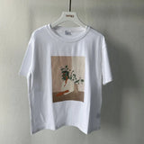 Fashion Bikini Girls Printing T-shirts Summer Tops Tees Woman Shorts Sleeve Loose Cotton Tops Boho Style Character