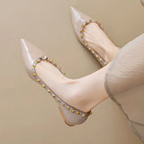 Rivet Single Shoes Fender French Temperament Piercing Wearing Willow Dingy Shoes Evening Evening Wind Gentle Nude Flat Shoes