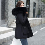 New 2021 Winter Parkas Women Large Fur Collar Hooded Jacket Thickness Cotton Padded Overcoat -30 degree Snow