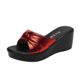 Heel Sandals Slippers Women 2023 Summer Muffin Thick Soles Waterproof Table Red Fashion To Wear Large-Size Medium-Heeled