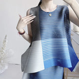 Wear Three Houses Folded 2025 Sleeveless Splicing Ribbon Loose Top High Waist Folded Skirt