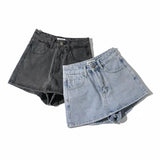 High Waist Slim-fit Splicing Ultra-short Denim Leggings Female Girl Skinny