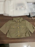2022 Summer New Arrival Collection Short Sleeve Army Green Jacket High Waist Shorts Two Piece Set Women