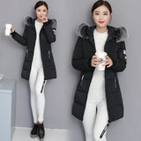 2024 Cotton-Padded Clothes Female Long Style Slim Thin Cotton Coat Big Size Big Wool Collar Thick Large Size Cotton-Padded Jacket Tide-Outfit