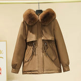 Send To Overcome The Female 2024 New Add Velvet Add Thick Cotton-Padded Jacket Winter Wear Korean Version Small Down Cotton-Padded Jacket Coat Season-Outfit