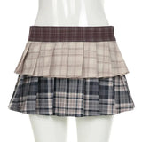 Plaid Print Pleated Mini Skirt-Outfit