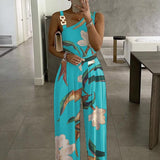 Print Jumpsuit Summer Wide Leg Pants Women Floral Sexy Beach Off Shoulder High Waist Jumpsuits Overalls Bodysuit