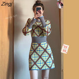 Dress Women Stretchy New Design Winter Warm Elegant Retro Korean Fashion Платье Женское Sexy Lady All-match Casual