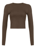 Basic Solid Long Sleeve Crop Top- Outfit