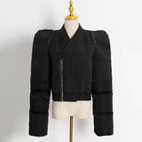 Fashion Brand Design Sense Contrast Color Coat Female 2025 Spring New Fashion Splicing Fleece Short Women's