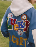 Lucky Embroidery Varsity Jacket-Outfit