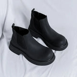 New Black Low Barrel Male British Wind Gang Round Head Male Set Martin Boots