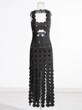 Sexy Hollow Dress Spring 2025 New Fashion Film Stitching Design Sleeveless