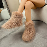 Hairy Boots Winter Warm Plus Velvet Boots Fashion Casual Snow Boots