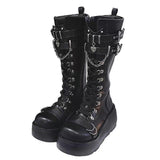 Thick Bottom Boots Y Fashion Leather Buckle Slope And Medium Boots Punk Babes High Sheels