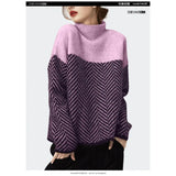 Design Sense Niche Knitted Jersey High-Neck Loose Streak Languid Wind Thick Sweater