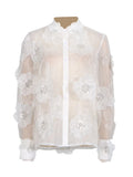 Zingj 2024 New Fashion Lapel Heavy Industry Organza Embroidery Three-Dimensional Flower Sequin Splice Design Sense