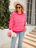 Tops 2022 Women Autumn Winter New Round Neck Knitted Pullover Striped Long Sleeve Sweater Women's Clothing