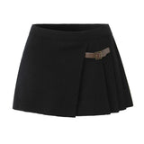Knit Buttoned Long Sleeve Top And Pleated Mini Skirt-Outfit