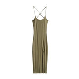 Sexy Girl Female Spring Slash Neck Drawstring Low Chest Color Patchwork Wrinkle Fold Bandage Sexy Slim Hip Dress Robe