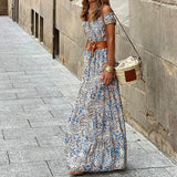 Spot 2025 Early Autumn New Women's Fashion One-Line Collar Short-Sleeved Bohemian