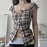 Design Style Buckle Shirt 2025 Summer Babes Ancient Early Slimming Leisure New