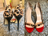 Onlymaker Women's Peep Toe 12cm High Heels Leopard print Pumps Sandals Woman Dress Party Office Slipper Shoes Big Size