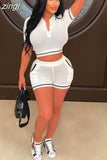 Knit Casual Sporty 2 Piece Tracksuit Set Women Lapel Button Tops+High Waist Shorts Female Matching Streetwear