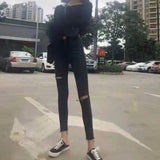 Zingj Jeans Female Nine Cent Pants 20 Spring / Summer 2024 New Korean Version Of Smoke Gray Web Celebrity High Waist Show Thin Feet Pants Tide-Outfit
