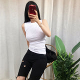Spring Summer Tank Tops Sleeveless Slim fit Korean Tee Tops Ladies Round Neck Vest Singlets Camisole Cotton Slim Thin