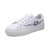 Spring And Summer New Street Shooting Small White Shoes Female Students Embroidered Flat-Soled Sneakers Casual White Shoes Korean Version Of Women's