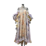 High-End Heavy Industry Holiday Style Tective Dress Large Size Loose Lotus Leaf Side Print Bare Back Sexy