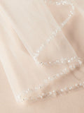 YouLaPan V128 Bridal Veils Wedding Crystal Organza Beaded Wedding Veil Rhinestone Soft Single Tier Bridal Veil with Crystal
