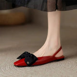Knot Red Baotou Sandals Female Summer New Square Head Temperament Low Heel Single Shoes Female After Empty Shoes Niche Flat