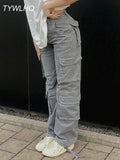 Cargo Pants Baggy Jeans Women Fashion 90s Streetwear Pockets Wide Leg High Waist Straight Y2k Denim Trousers