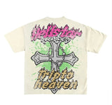 New Skull Print Mode Short-Sleeved Round-Collar Street Wash Hip-Hop Fashion Brand Retro Loose