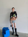 Designer Button Up Aesthetic Shirt Fall 2021 Womens Fashion Animal Print Long Sleeve Top And Blouses Collared