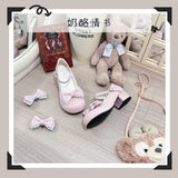 Girl Wind Lolita Shoes Round Head Bow Lo Shoes 2025 New Daily Heel Mary Treasure