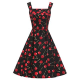 Summer Vintage Rockabilly Dress 50s 70s Big Swing Floral Polka Dot Print Audrey Hepburn Casual A Line Retro 60s